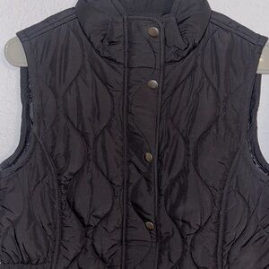 TALBOTS RET QUILTED ZIP VEST BLACK SMALL PETITE